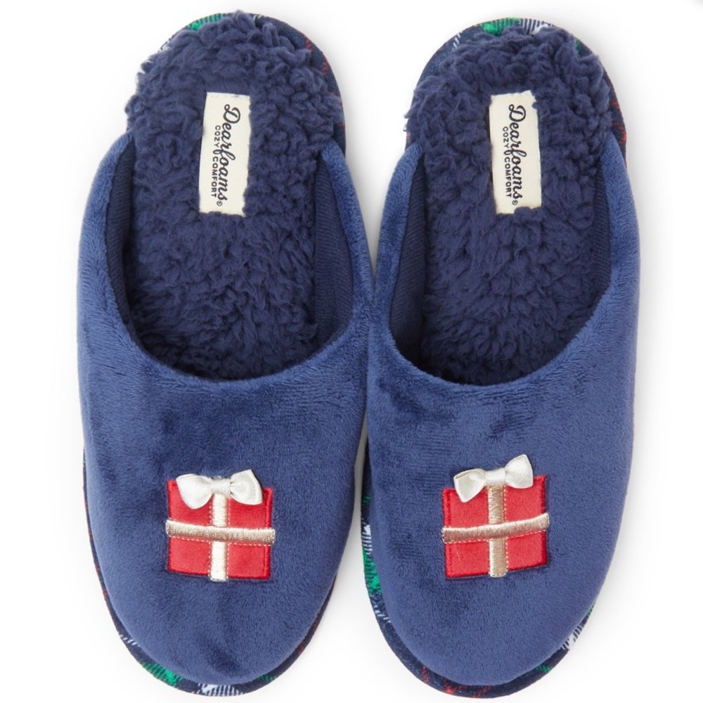•EUC•Dearfoams Cozy Comfort Holiday Slippers🎁